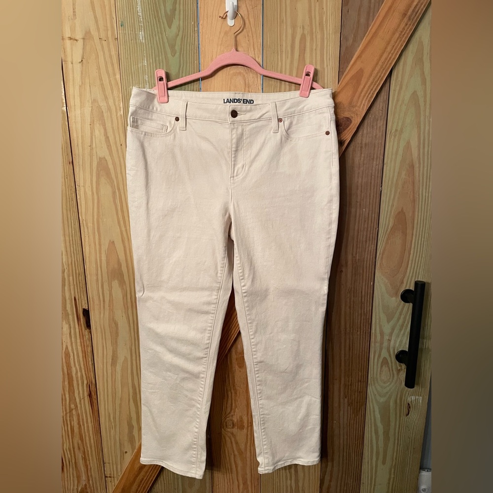 Lands' End Women's Off-White Skinny Jeans 16 Petite
